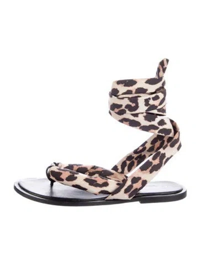 Pre-owned Ganni Animal Print Gladiator Sandals In Multi