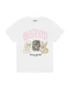Ganni Animal Print Graphic Tee In White