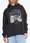 Ganni Hoodie With Print In Black