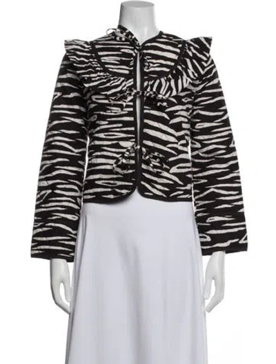 Pre-owned Ganni Animal Print Jacket In Black