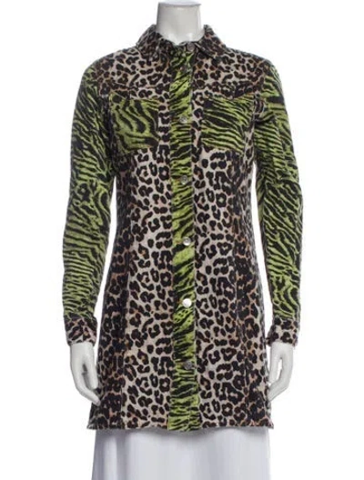 Pre-owned Ganni Animal Print Jacket In Multi