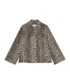 Ganni "leopard Print Denim Jacket" In Nude