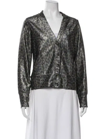 Pre-owned Ganni Animal Print Jacket W/ Tags In Green