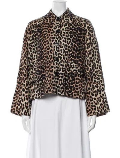 Pre-owned Ganni Animal Print Jacket W/ Tags In Neutrals