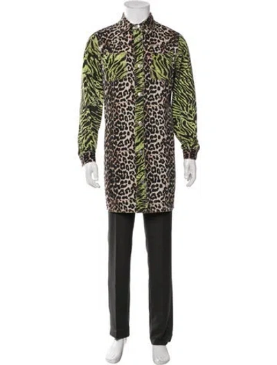 Pre-owned Ganni Animal Print Jacket In White