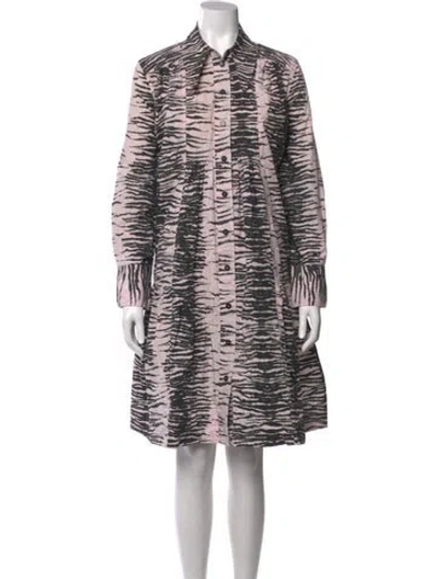Pre-owned Ganni Animal Print Knee-length Dress In Pink