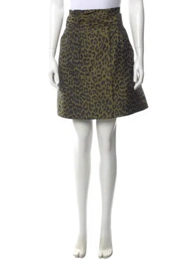Pre-owned Ganni Animal Print Knee-length Skirt In Green
