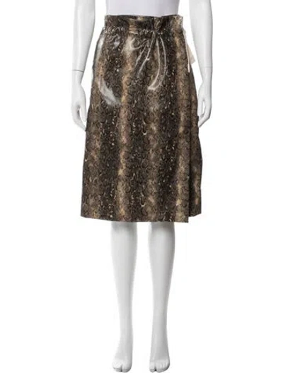 Pre-owned Ganni Animal Print Knee-length Skirt W/ Tags In Neutral