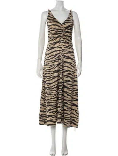 Pre-owned Ganni Animal Print Long Dress