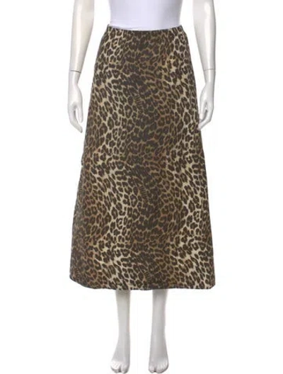 Pre-owned Ganni Animal Print Long Skirt