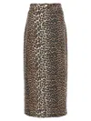 Ganni + Net Sustain Leopard-print Organic Denim Maxi Skirt In Brown