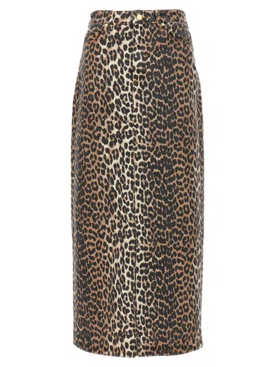 GANNI GANNI ANIMAL PRINT LONG SKIRT