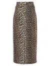 Ganni + Net Sustain Leopard-print Organic Denim Maxi Skirt In Brown