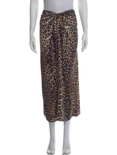 Pre-owned Ganni Animal Print Long Skirt In Neutral