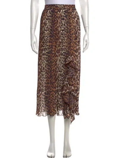 Pre-owned Ganni Animal Print Long Skirt In Neutrals