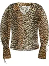 Ganni Animal-print Long-sleeve Blouse