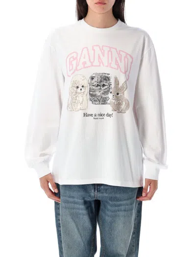 GANNI GANNI ANIMAL PRINT LS T-SHIRT