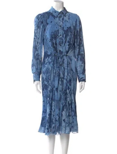 Pre-owned Ganni Animal Print Midi Length Dress In Blue