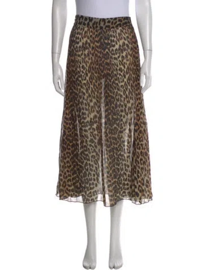Pre-owned Ganni Animal Print Midi Length Skirt