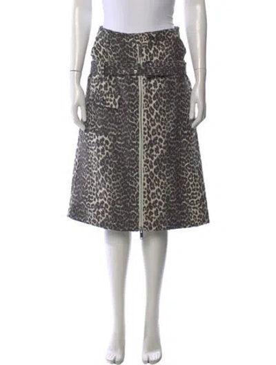 Pre-owned Ganni Animal Print Midi Length Skirt In Multi