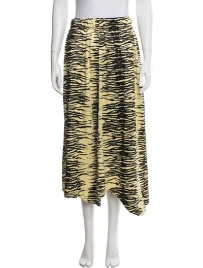 Pre-owned Ganni Animal Print Midi Length Skirt In Yellow