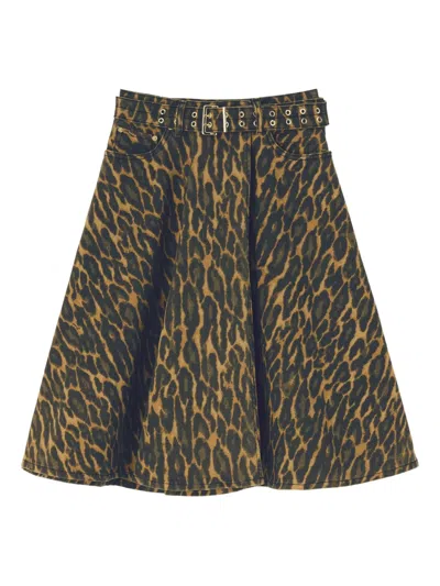 Ganni Animal-print Midi Skirt In Animal Print