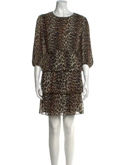 Pre-owned Ganni Animal Print Mini Dress