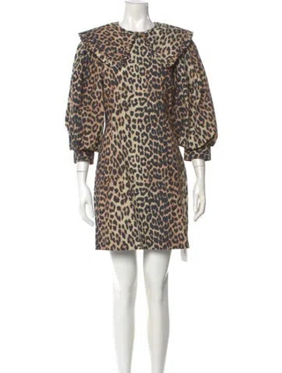 Pre-owned Ganni Animal Print Mini Dress