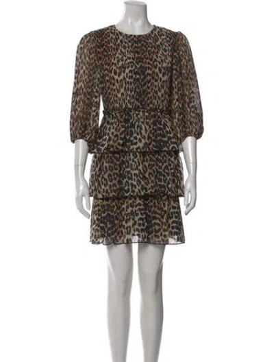 Pre-owned Ganni Animal Print Mini Dress