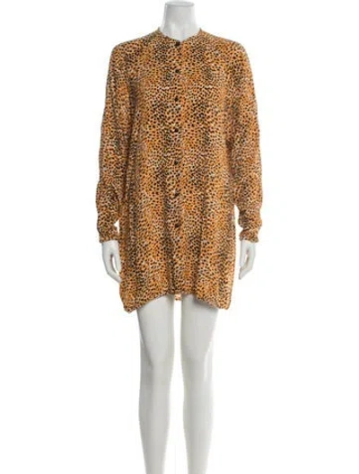 Pre-owned Ganni Animal Print Mini Dress In Multi