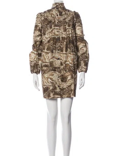 Pre-owned Ganni Animal Print Mini Dress In Multi