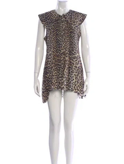 Pre-owned Ganni Animal Print Mini Dress In Neutral