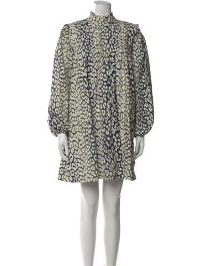 Pre-owned Ganni Animal Print Mini Dress In Neutral