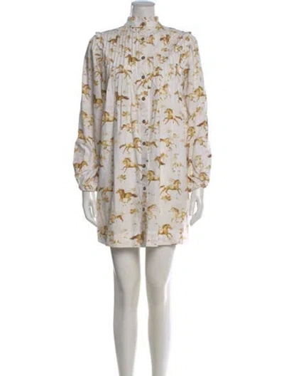 Pre-owned Ganni Animal Print Mini Dress In Neutral
