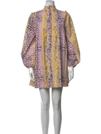 Pre-owned Ganni Animal Print Mini Dress In Pink