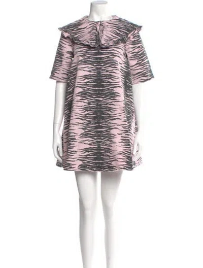 Pre-owned Ganni Animal Print Mini Dress In Purple