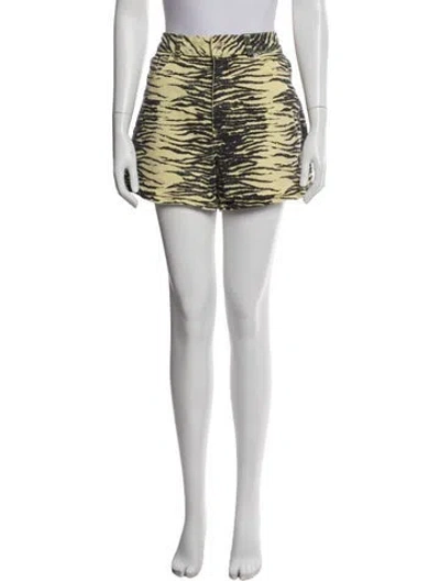 Pre-owned Ganni Animal Print Mini Shorts In Blue