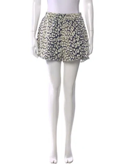 Pre-owned Ganni Animal Print Mini Shorts In Green