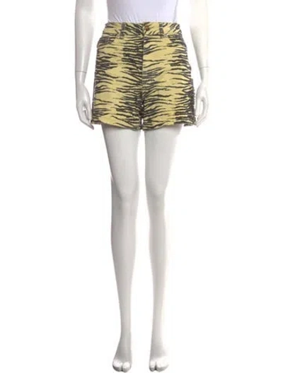 Pre-owned Ganni Animal Print Mini Shorts In Neutral