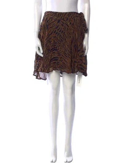 Pre-owned Ganni Animal Print Mini Skirt In Brown