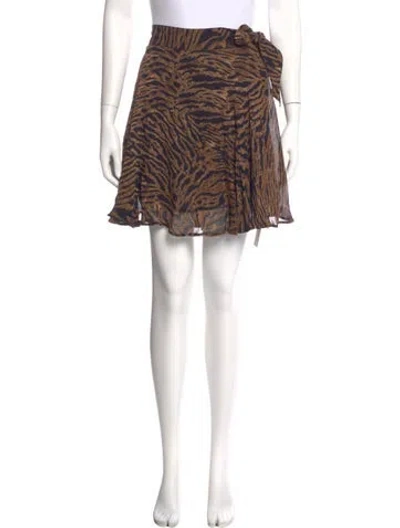 Pre-owned Ganni Animal Print Mini Skirt In Brown