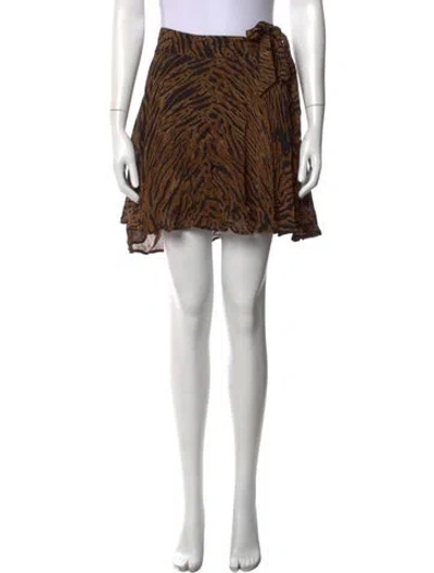 Pre-owned Ganni Animal Print Mini Skirt In Brown