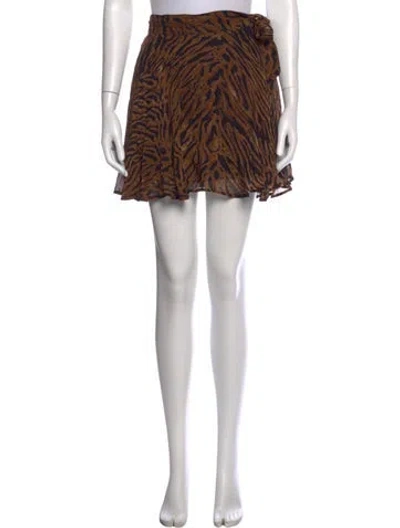 Pre-owned Ganni Animal Print Mini Skirt In Brown