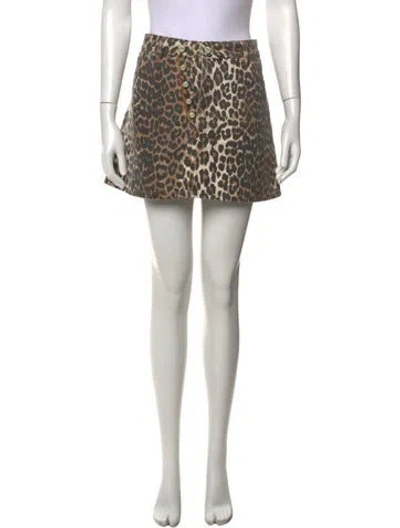 Pre-owned Ganni Animal Print Mini Skirt In Multi