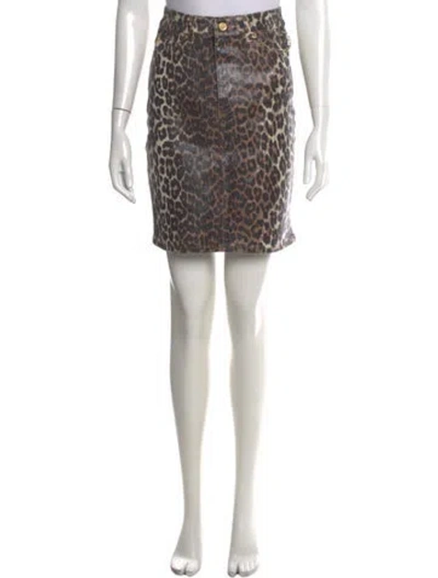 Pre-owned Ganni Animal Print Mini Skirt In Neutral