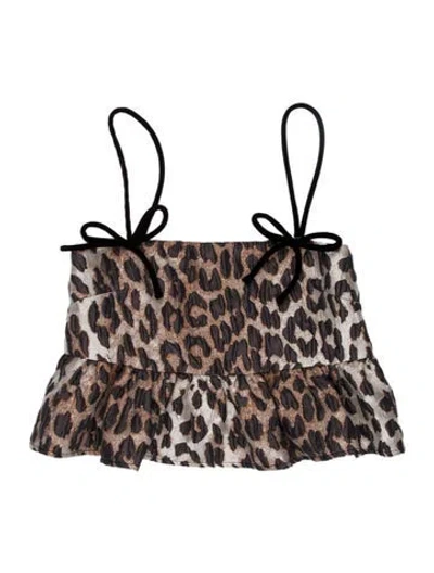 Pre-owned Ganni Animal Print Mini Skirt W/ Tags In Multi