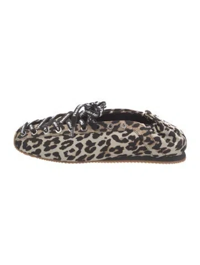 Pre-owned Ganni Animal Print Mules In Black