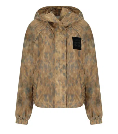 Ganni Animal Print Nylon Jacket In Multi