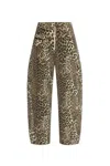 Ganni Cotton Pants In Brown/black