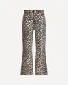 Ganni Leopard Print Cropped Jeans With Flared Hem In Multi
